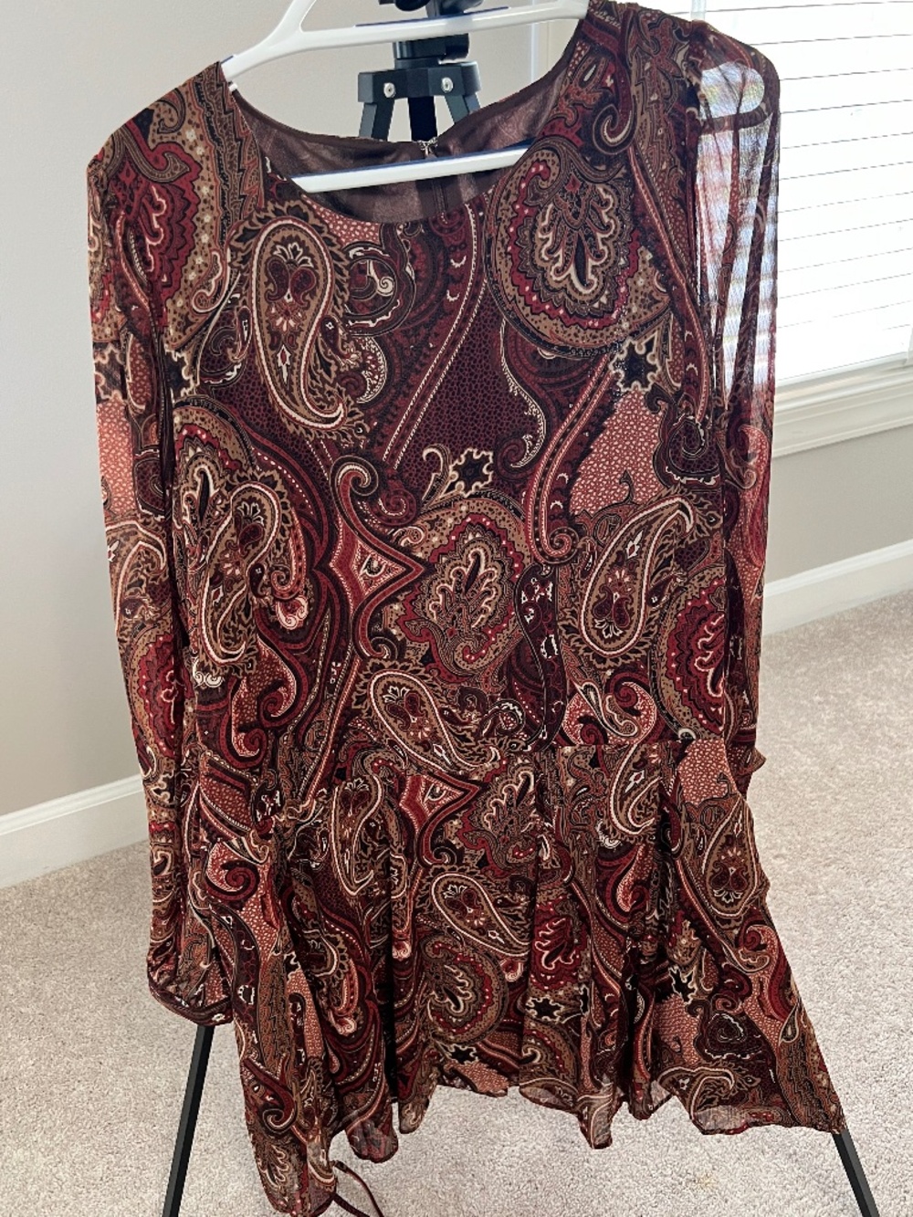 TOMMY HILFIGER Paisley Brown Chiffon Flare Dress
